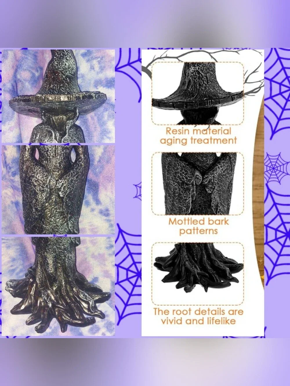 Unknown brand Black & Gray Witch Figurine Resin Statue 12